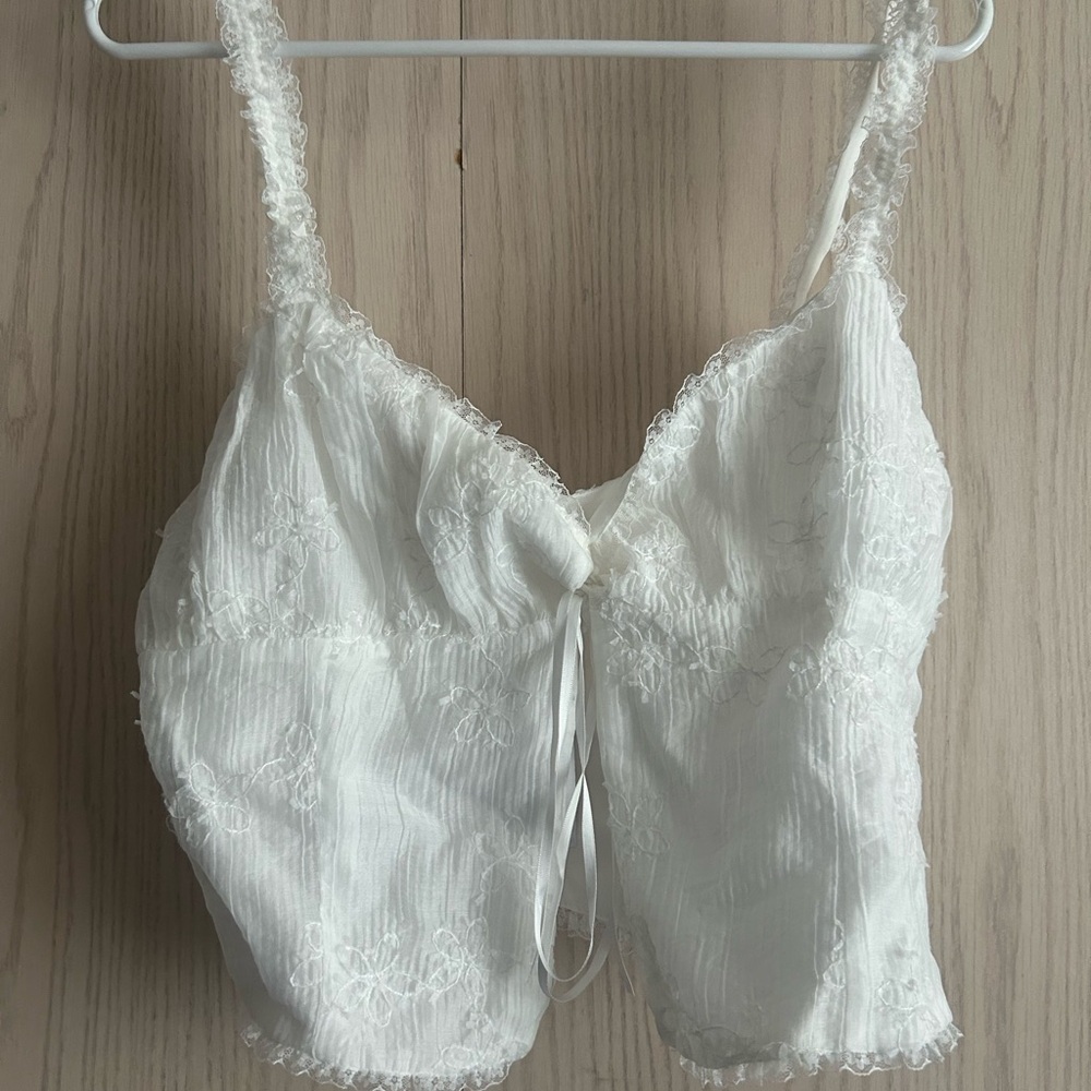 All in Favor Off-White Lace-Trim Cami
